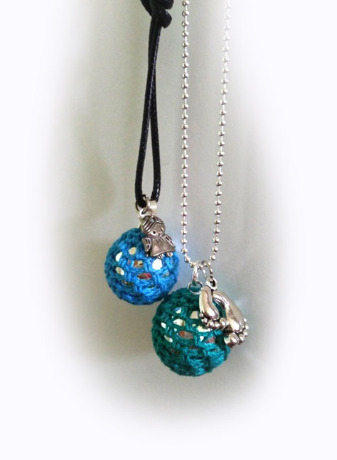 SAGA GIOIELLI® COLLANA CHIAMA ANGELI GRAVIDANZA BOLA MESSICANA CHARM CIUCCIO